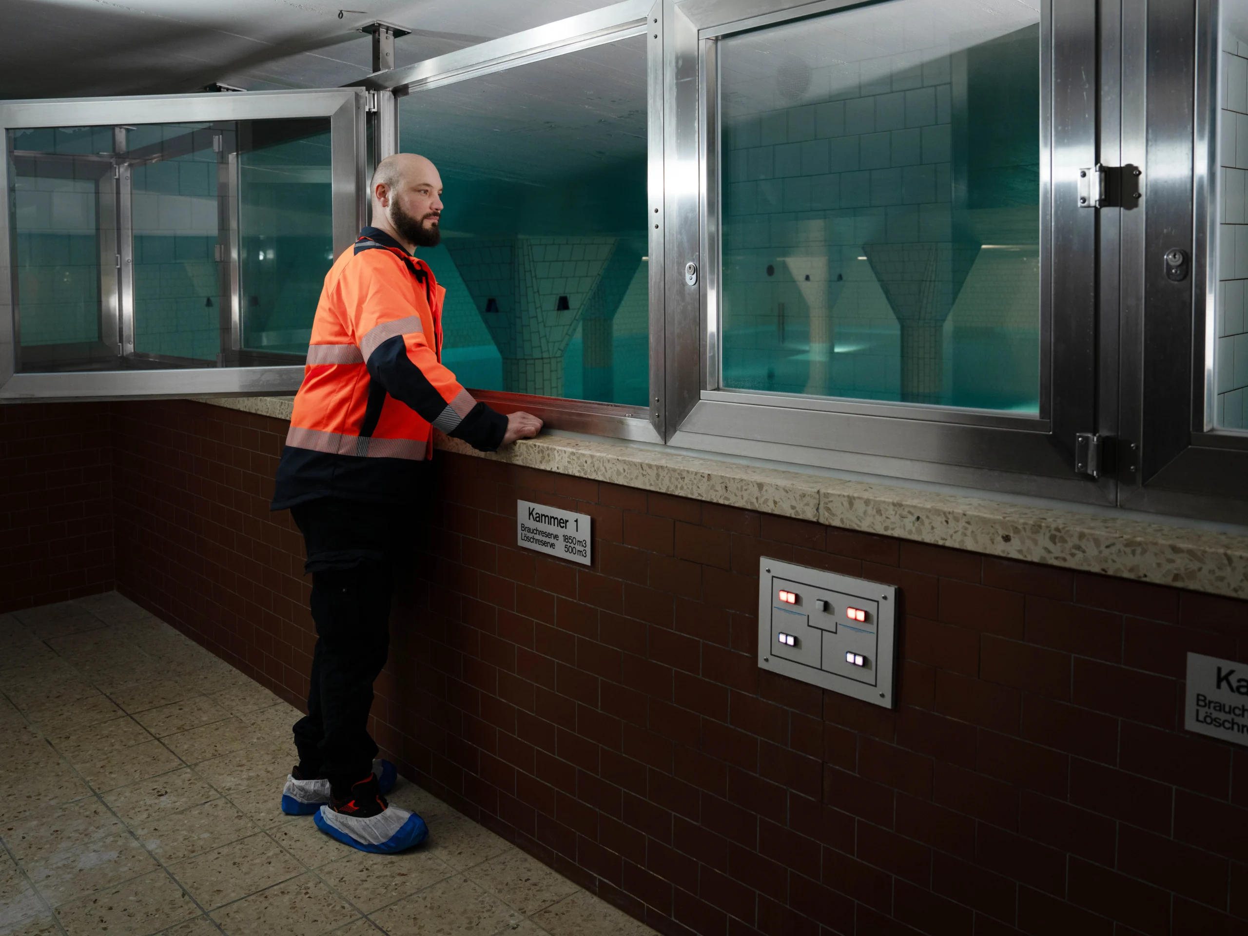 Speicherbecken im Wasserreservoir Moosrain, in dem das Trinkwasser für Langenthal gespeichert wird
